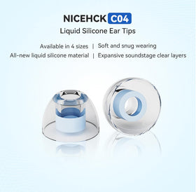 NICEHCK C04 S eartip closeup highlighting secure fit with silicone.