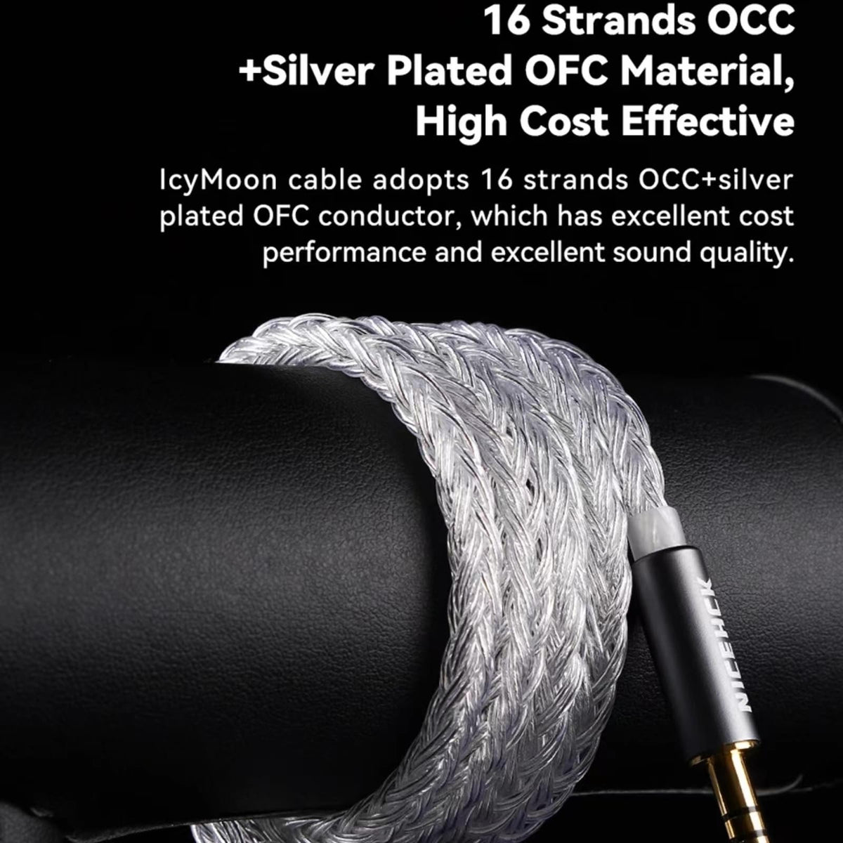 NICEHCK IcyMoon braided cable with a silver finish for a premium look.