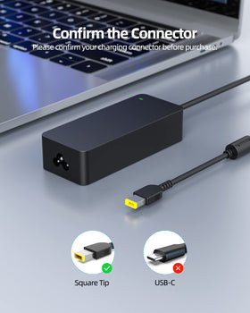 Nicpower 90W slim-tip charger side view highlighting its compact profile for travel.