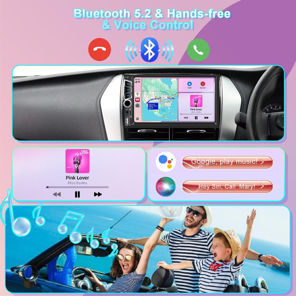 Nideocion installed in car dash, modern interface improving in-car ergonomics