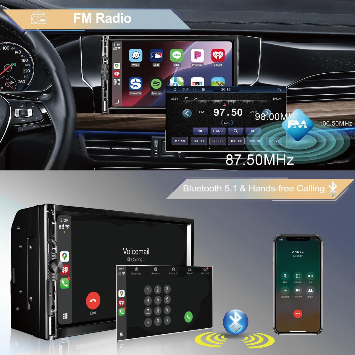 Nideocion installed in a car dash demonstrating clean OEM-style fit
