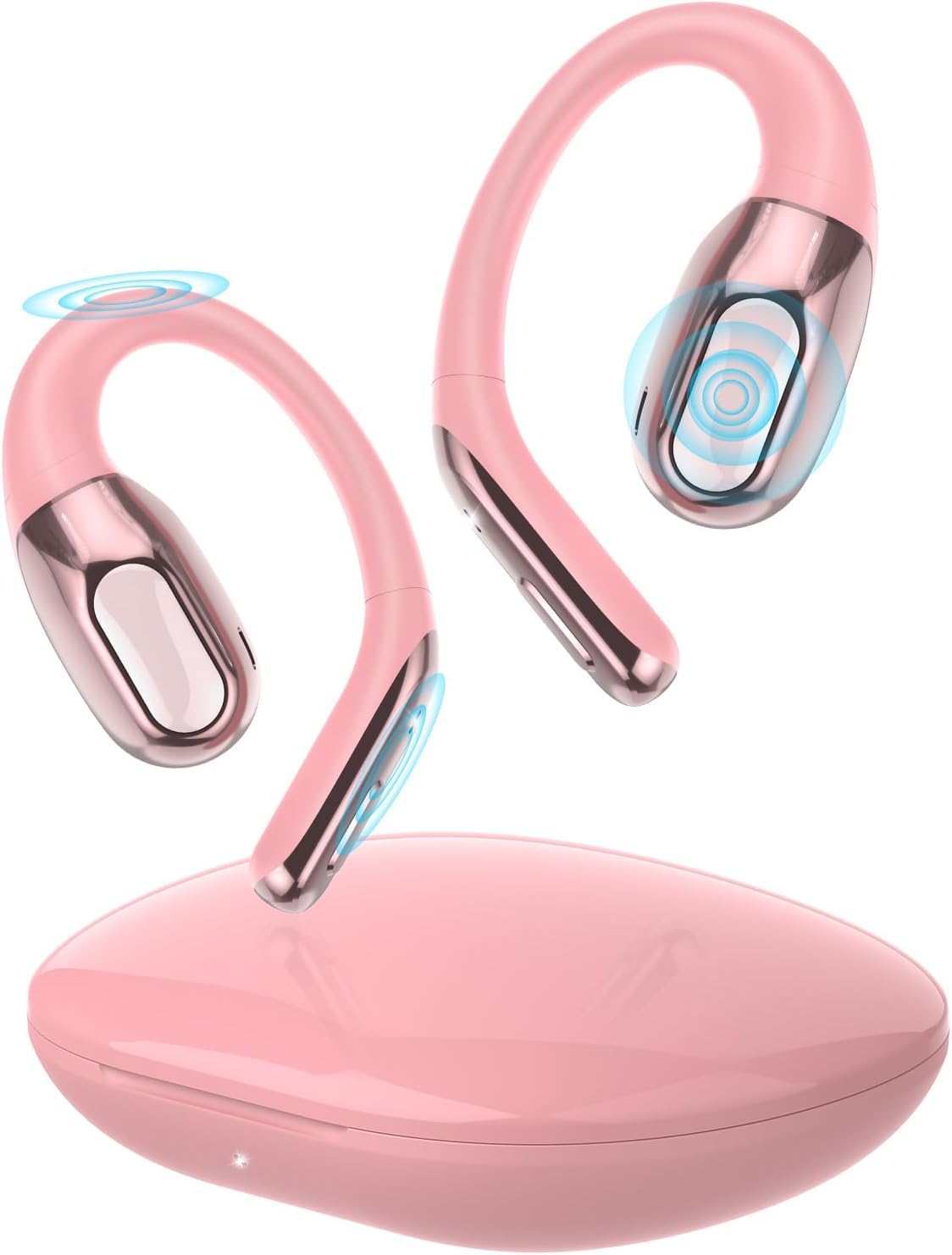Niderson open-ear headphones in rose color front view for comfortable listening.