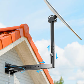 NiHome front view of complete Starlink mount showing sturdy bracket and pole benefit precise placement
