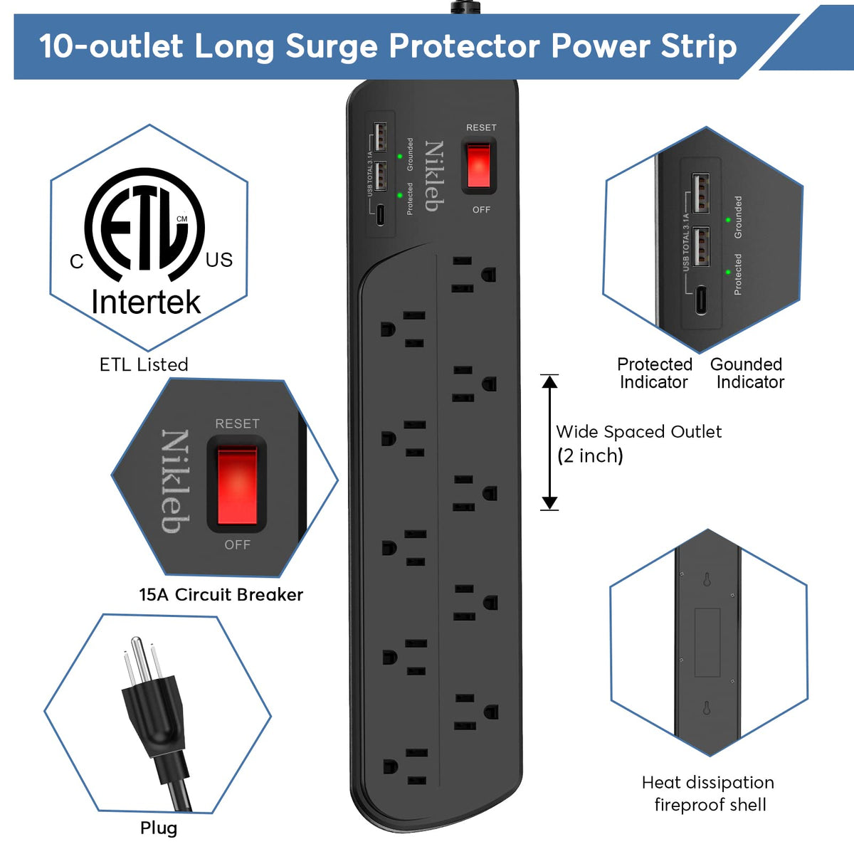 Nikleb six-foot cord provides flexible placement around the workspace