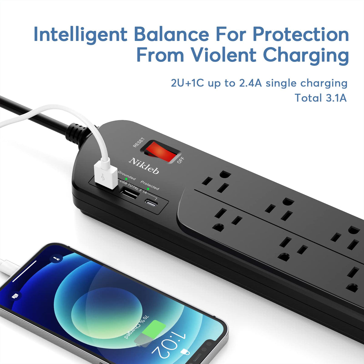Nikleb USB-C fast charging port for quick device recharging