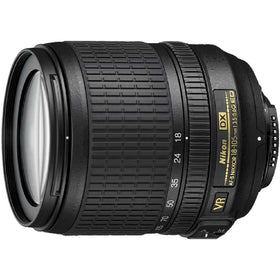 Nikon 18-105mm lens front view highlights compact versatility for travel and landscapes.