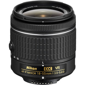 Nikon 18-55mm lens with barrel retracted for a compact travel setup.