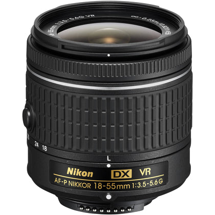 Nikon 18-55mm lens with barrel retracted for a compact travel setup.