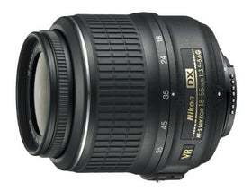 Nikon AF-S DX 18-55mm VR lens with Silent Wave Motor for fast autofocus.