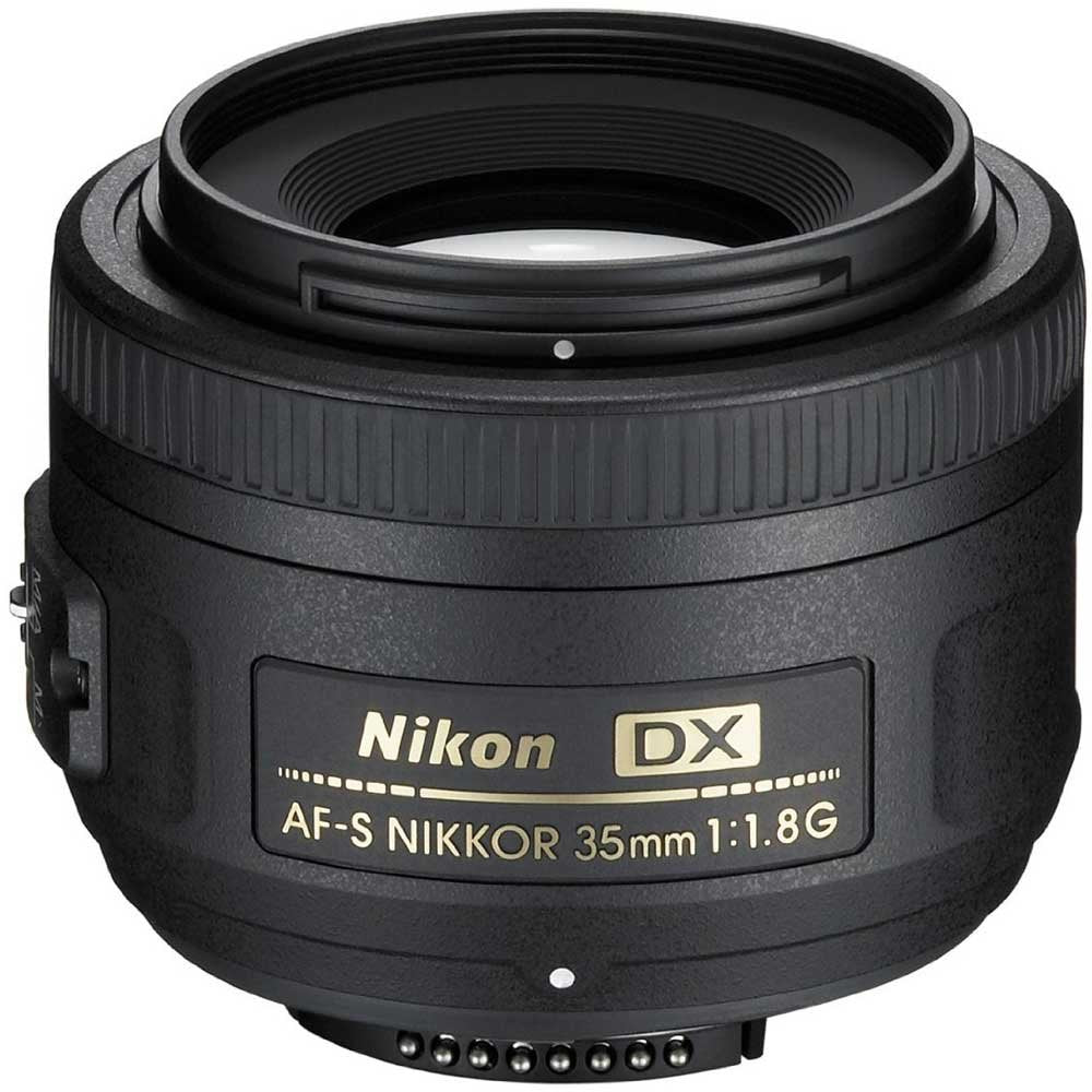 Nikon 35mm f/1.8G DX lens mounted on camera for street photography