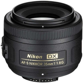 Nikon 35mm f/1.8G DX lens mounted on camera for street photography