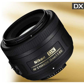 Nikon 35mm f/1.8G DX lens side profile showing compact design