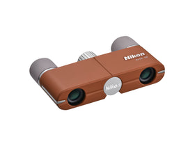 Nikon 4x10D CF Pocket Binoculars amber brown compact-design for easy pocket carry and sharp view.