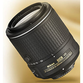 Nikon 55-200mm lens portrait-ready zoom for flattering close-ups.