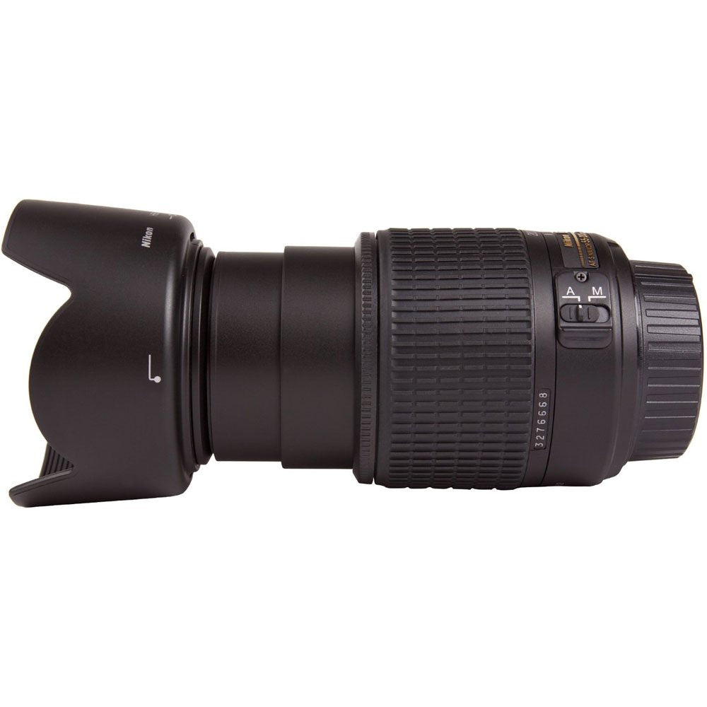 Nikon 55-200mm zoom lens close-up front element, sharp focal range for portraits