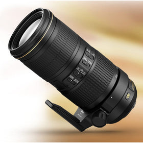 Nikon 70-200mm f/4G ED VR lens side profile shows balanced weight.