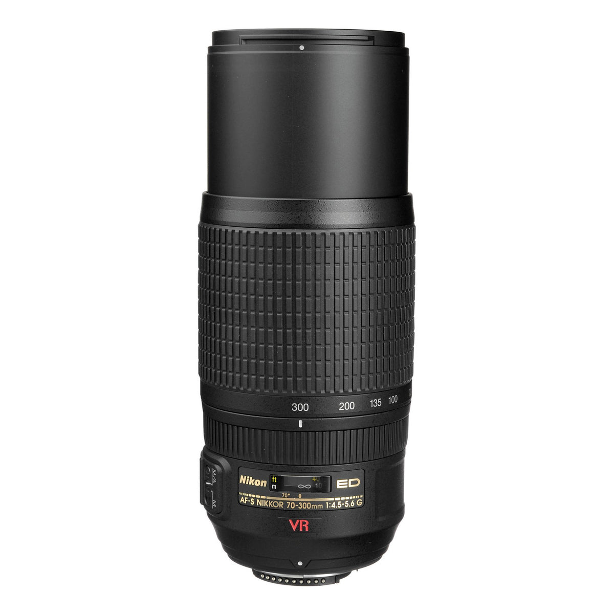 Nikon 70-300mm VR lens side profile highlights compact build and zoom flexibility