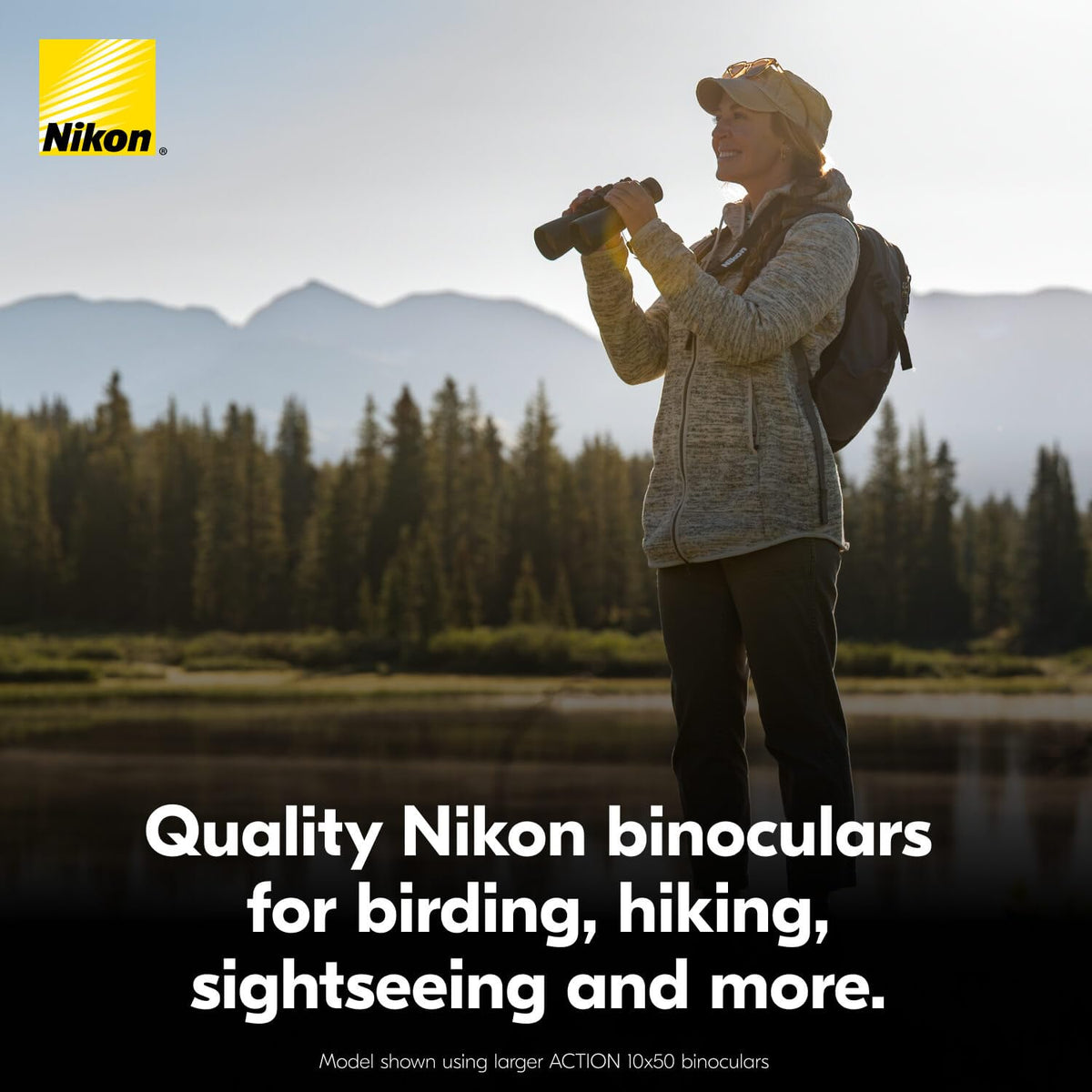 Nikon Action 10x42 binoculars porro-prism design delivers bright, expansive scenes.