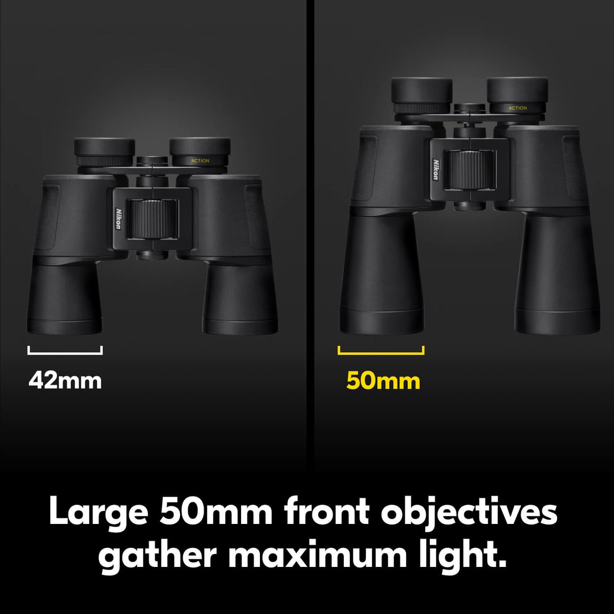 Nikon Action 16x50 large objective enhances brightness for distant scenes
