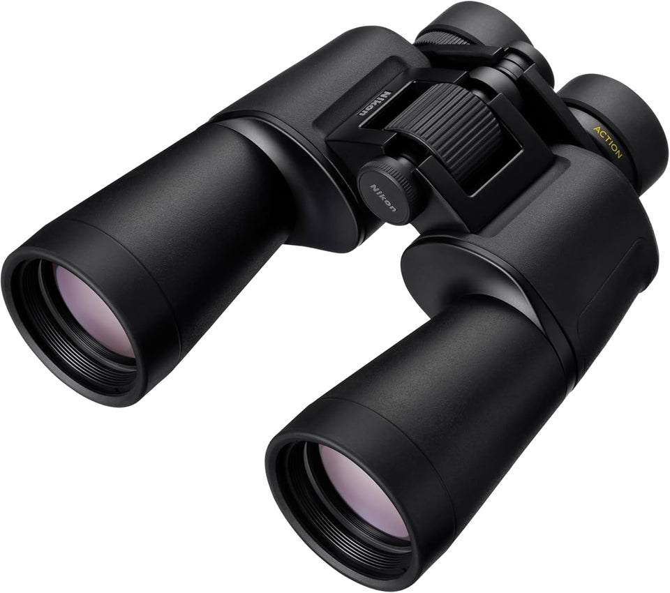 Nikon Action 7x50 binoculars front view highlighting bright 50mm lenses for clear distant details