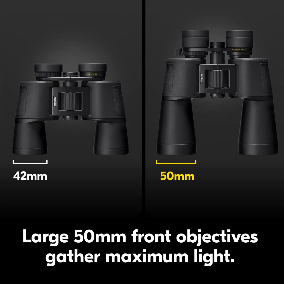 Nikon Action Zoom 10-22x50 binocular rubber armoring for grip and durability