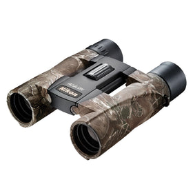 Nikon ACULON A30 10x25 front view highlights compact, travel friendly design for outdoor use