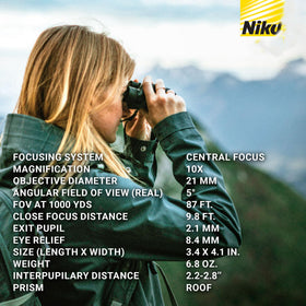 Nikon ACULON T02 slipping into a pocket demonstrating portable convenience benefit