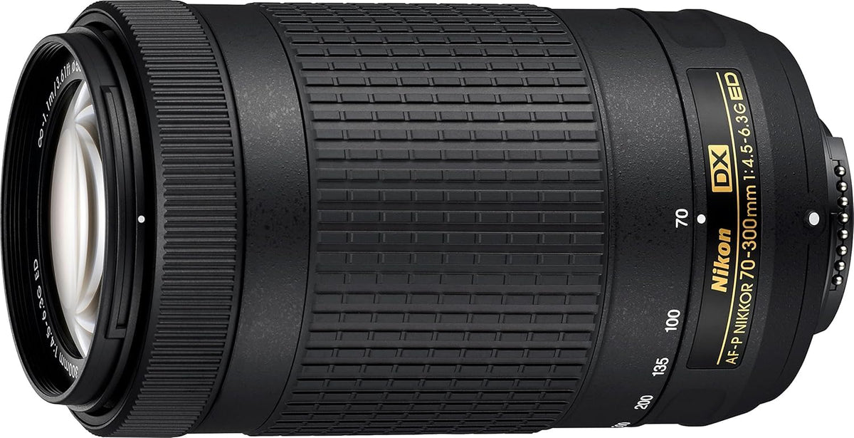 Nikon AF-P DX 70-300mm lens front view for versatile telephoto shooting