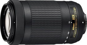 Nikon AF-P DX 70-300mm lens front view for versatile telephoto shooting