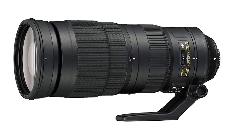 Nikon 200-500mm lens capturing distant wildlife with VR stabilization.