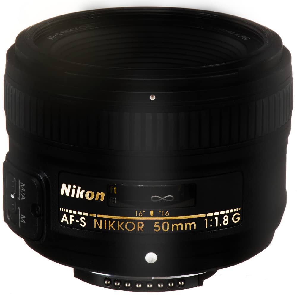 Nikon AF-S 50mm f/1.8G lens front view—bright f/1.8 for sharp portraits in low light.