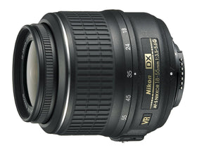 Nikon AF-S DX 18-55mm VR lens mounted on a DSLR for versatile everyday shooting.