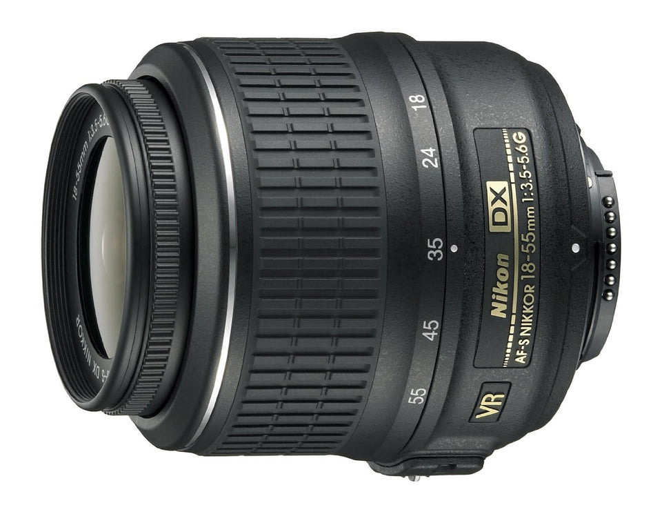 Nikon AF-S DX 18-55mm VR lens mounted on a DSLR for versatile everyday shooting.