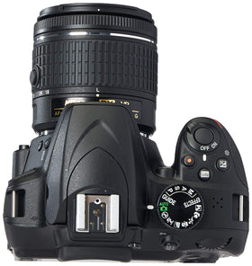 Nikon D3400 with 18-55mm VR close-up highlighting image stabilization.