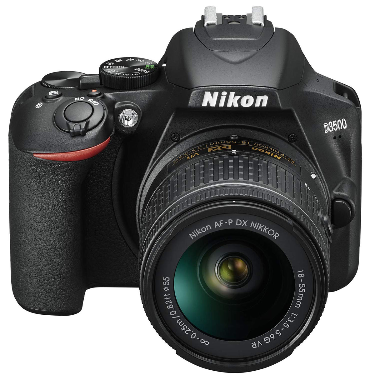 Nikon D3500 boxed with essential accessories and battery included.