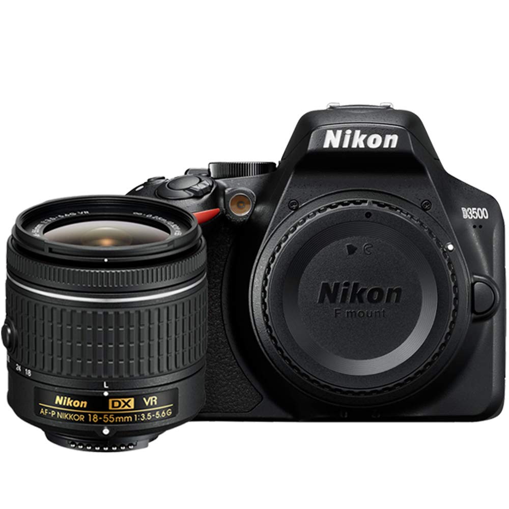 Nikon D3500 side view highlighting compact, travel-friendly design.