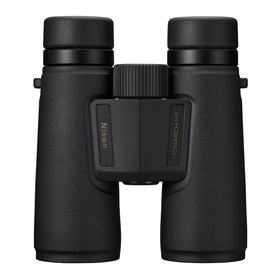 Nikon Monarch M5 10x42 close-up reveals ED glass for sharp, natural colors.