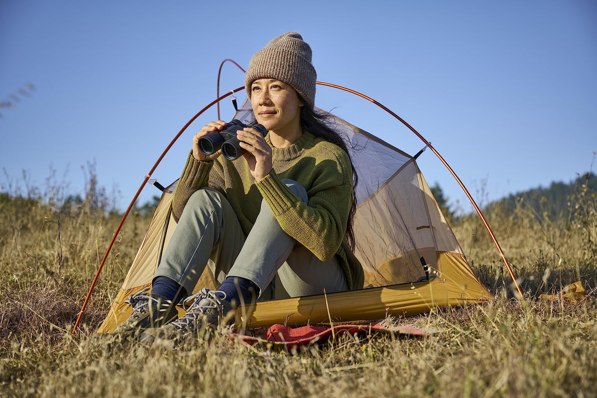 Cleaning cloth helps keep lenses smudge-free during outdoor adventures.