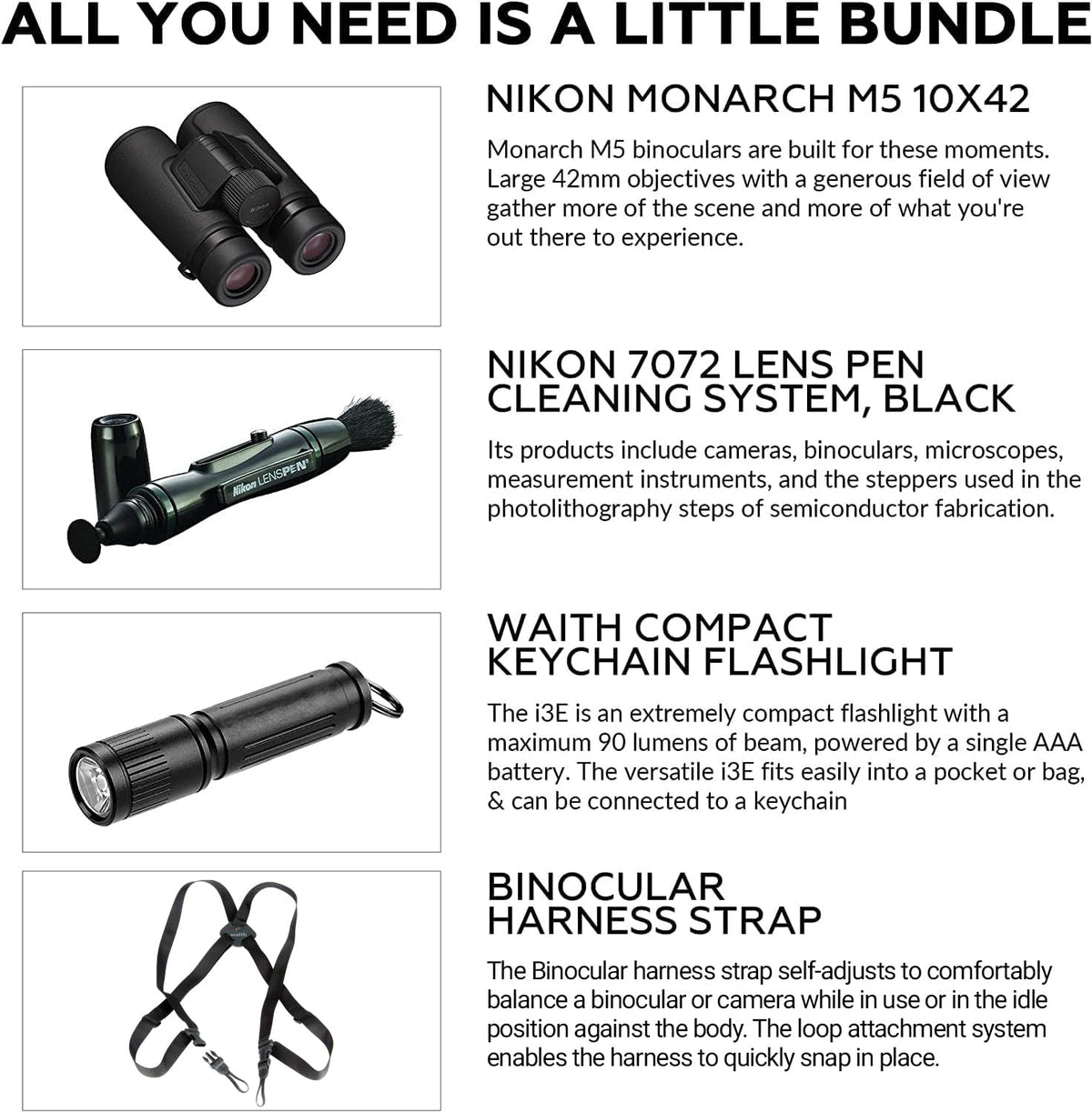 Nikon Monarch M5 lens pen aids on-the-go cleaning to maintain sharp images.