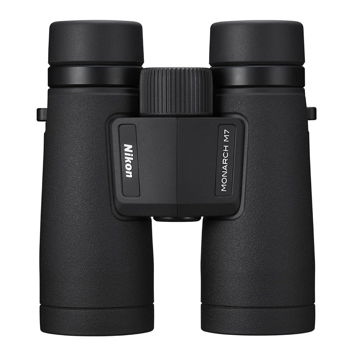 Nikon MONARCH M7 8x42 binoculars, side view, lightweight yet durable for travel.