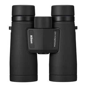 Nikon MONARCH M7 8x42 binoculars, side view, lightweight yet durable for travel.