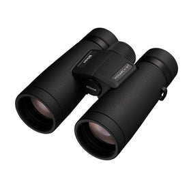 Nikon Monarch M7 8x42 binocular side view highlights ergonomic grip and eye relief.
