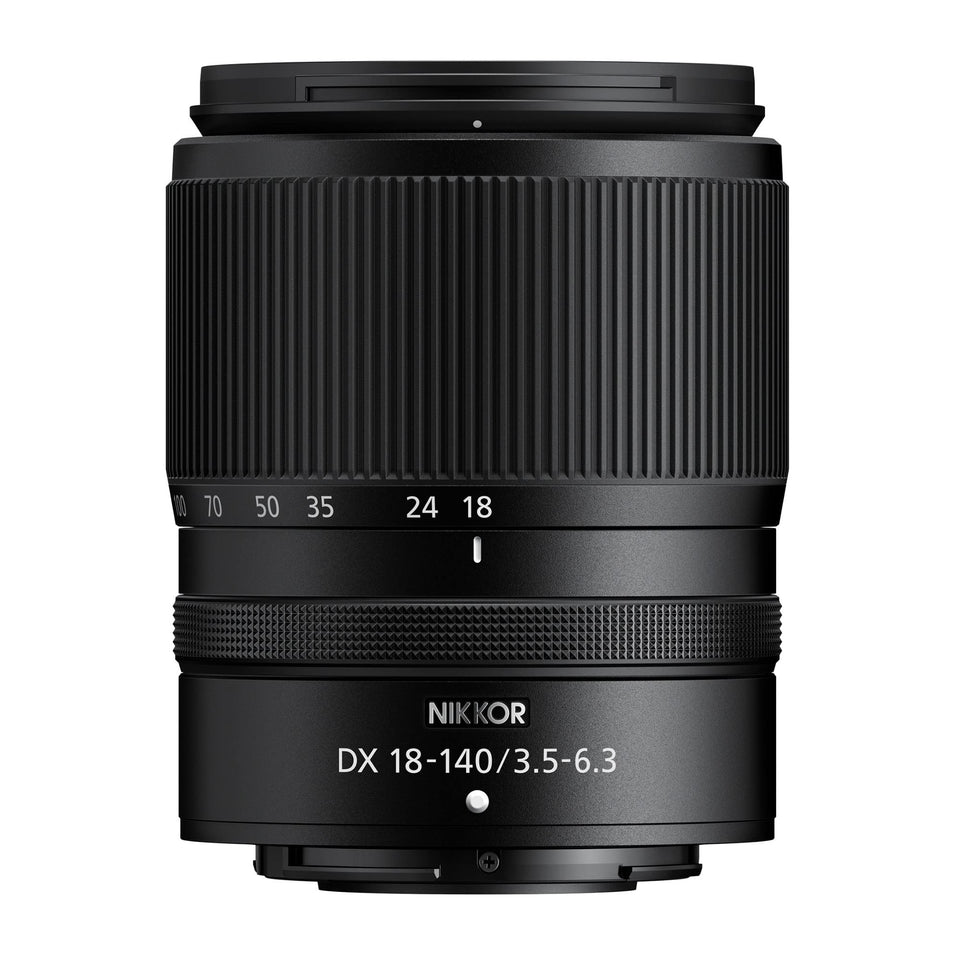 Nikon NIKKOR Z DX 18-140mm VR lens front cover reveals travel-ready versatility for photography.