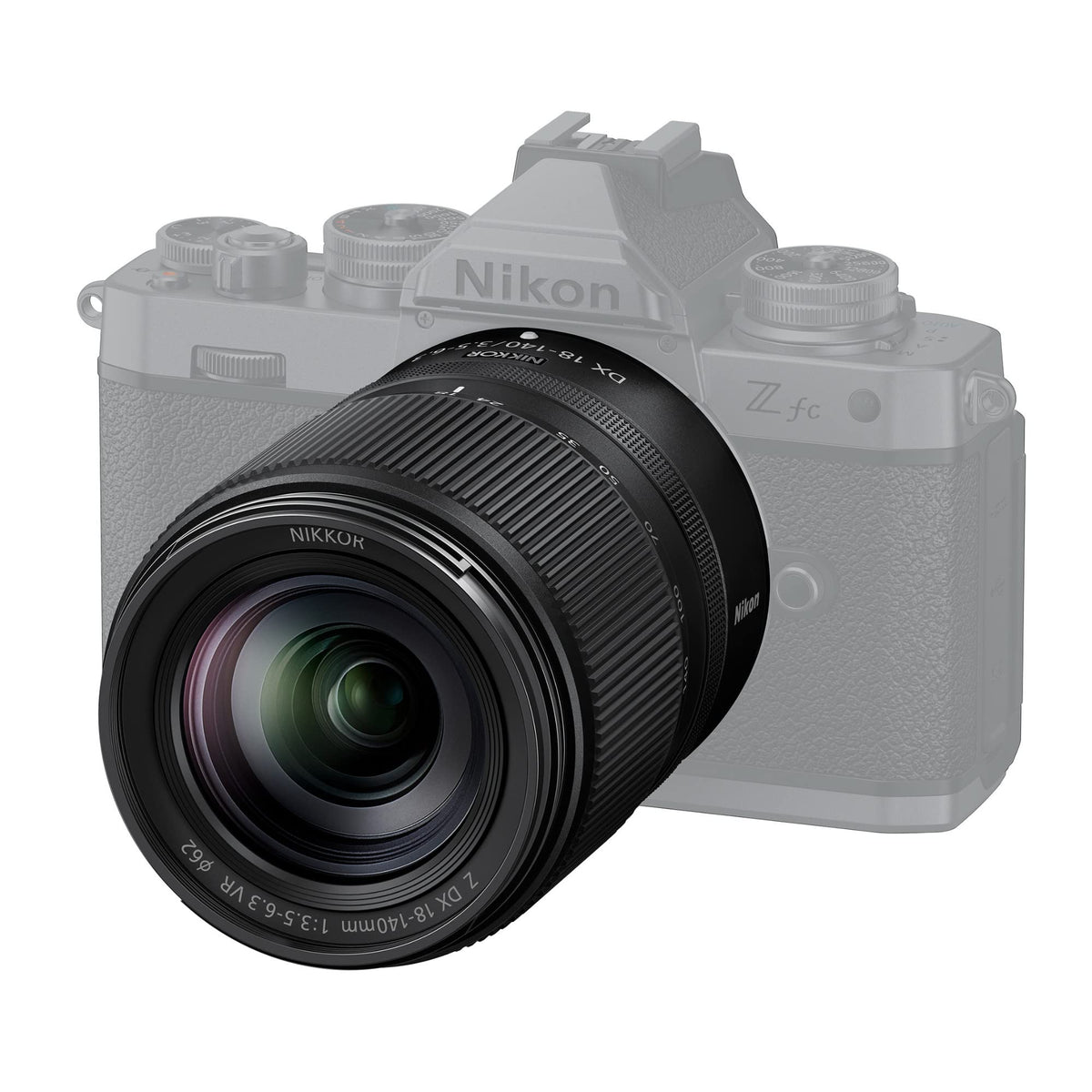 Nikon NIKKOR Z DX 18-140mm VR lens side profile shows compact design for travel.