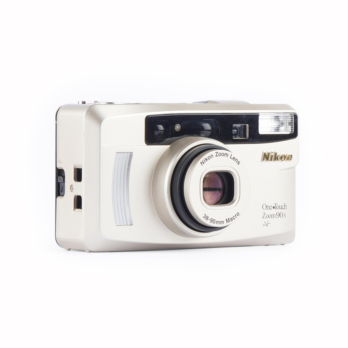 Nikon One Touch Zoom 90 AF 35mm camera side view showing compact design.