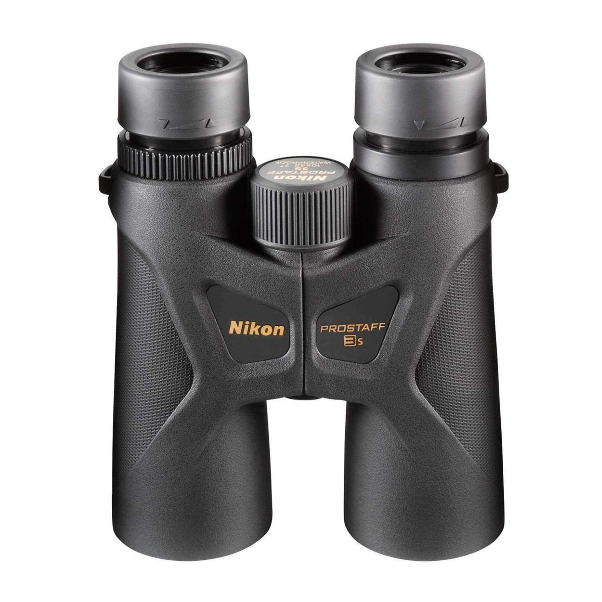 Nikon PROSTAFF 3S 10x42 binoculars featuring adjustable eyecups for comfortable viewing.