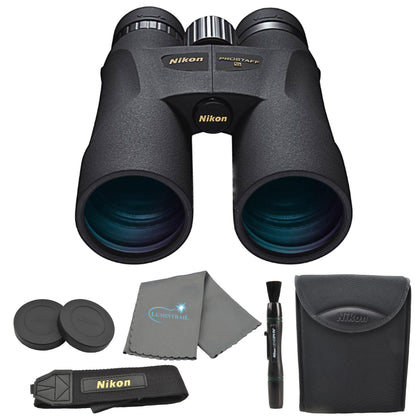 Nikon ProStaff 5 12x50 binoculars front view highlighting rugged waterproof body for outdoor use
