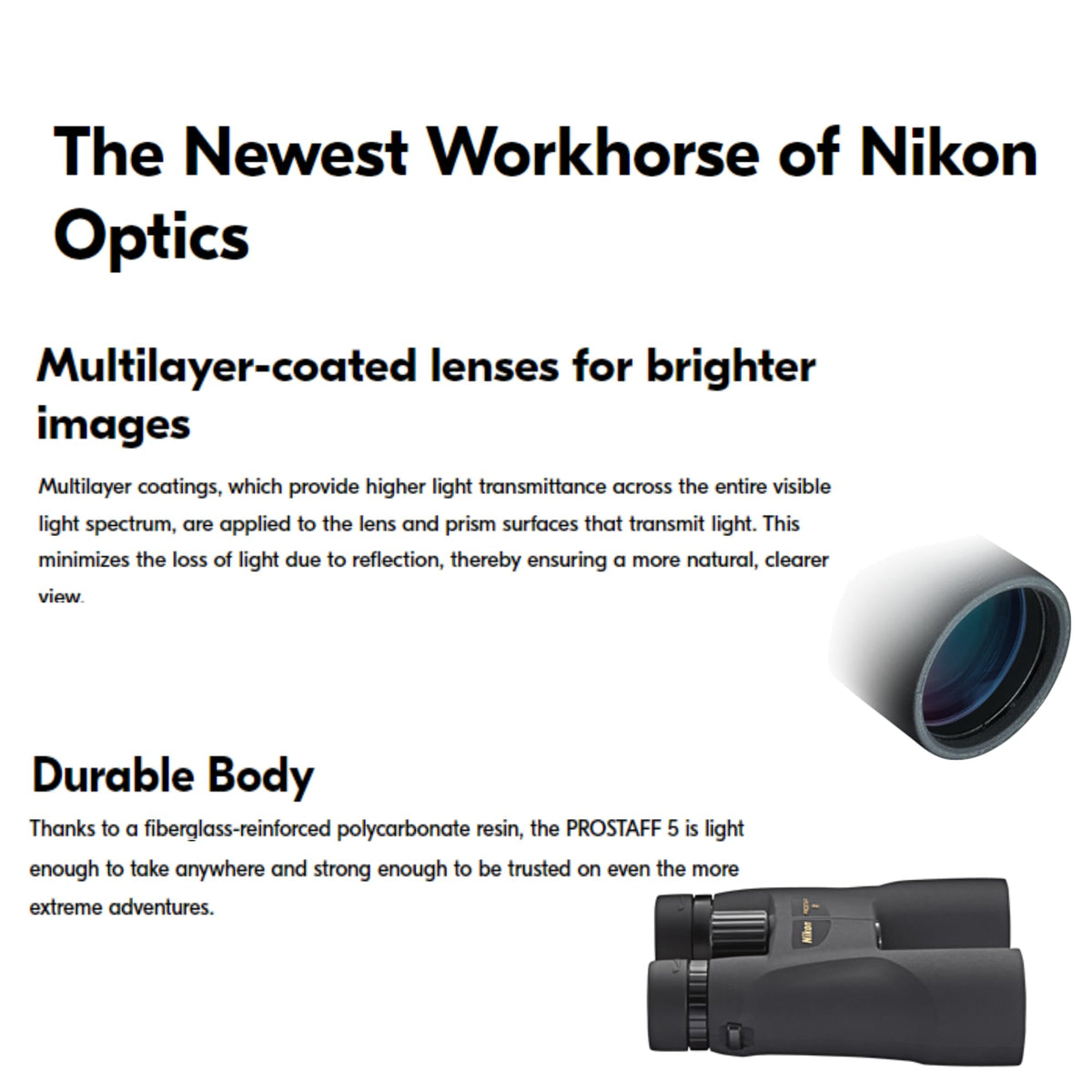 Nikon ProStaff 5 12x50 lenses with nitrogen fogproof system endure changing conditions in the field