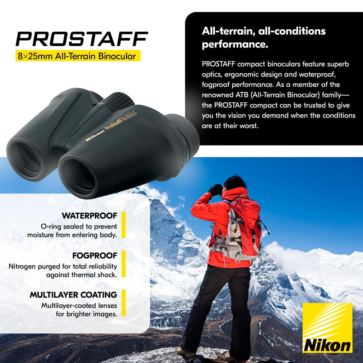 Nikon PROSTAFF ATB 8x25 binocular compact and lightweight for travel