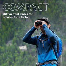 Nikon PROSTAFF P3 8x30 binoculars waterproof and fogproof for all weather viewing.